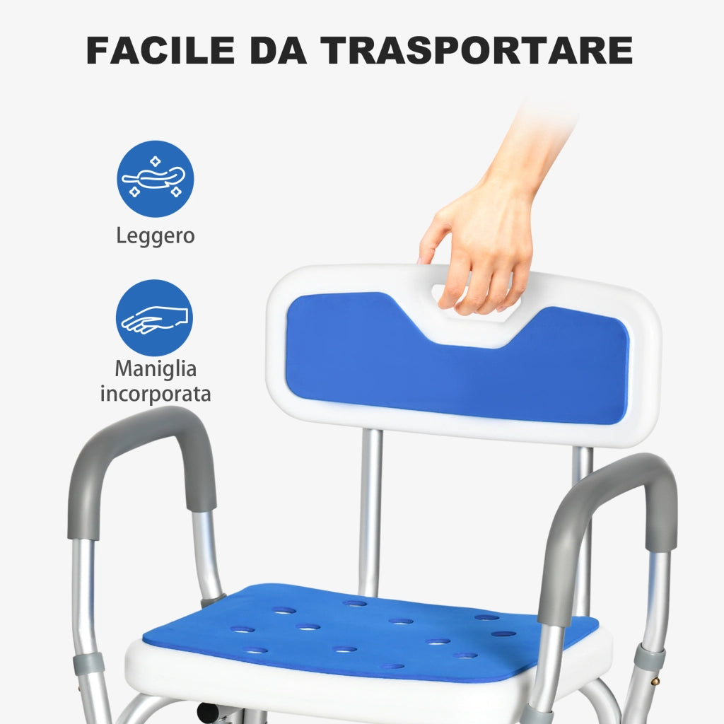 Sedia da Bagno con Imbottitura e Braccioli ¨C Zephmum ¨C Bianco, Regolabile