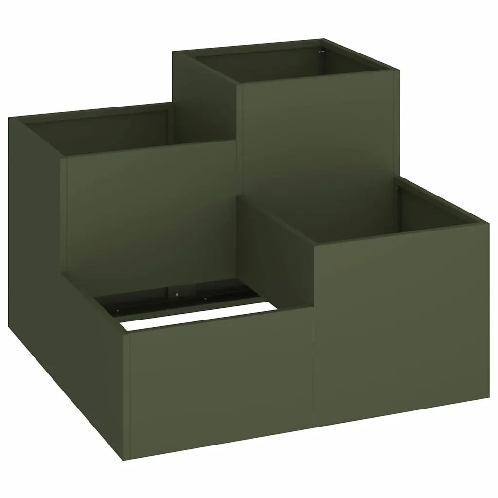 Vaso da giardino-Fioriera Esterno-Contenitore per Piante Oliver verde 80 x 80 x 60 cm Acciaio