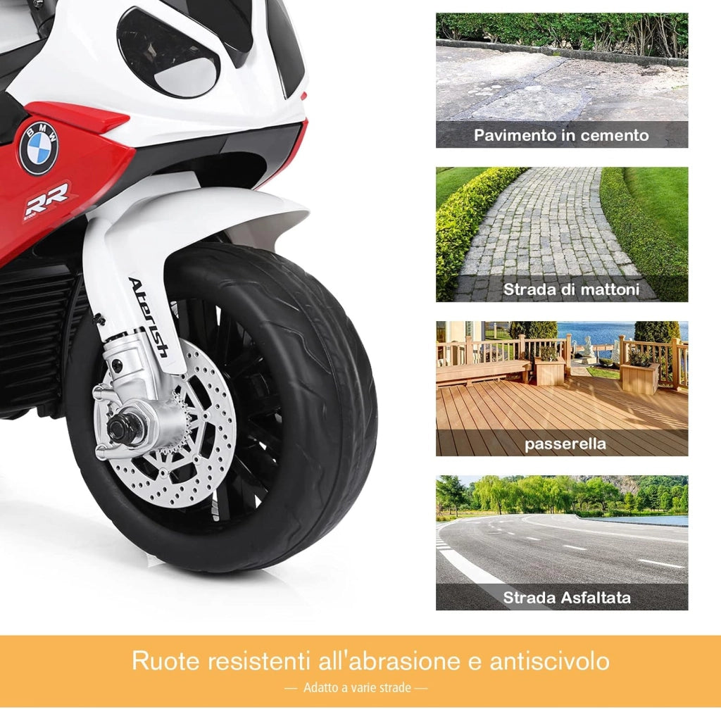 BMW Moto Cavalcabile per Bambini, Moto Giocattolo con Rotelle, Fari, Funzione Musica, Motocicletta a 3 Ruote, Regalo Perfetto per Bambini, 66 x 37 x 44,5 cm (Rosso)