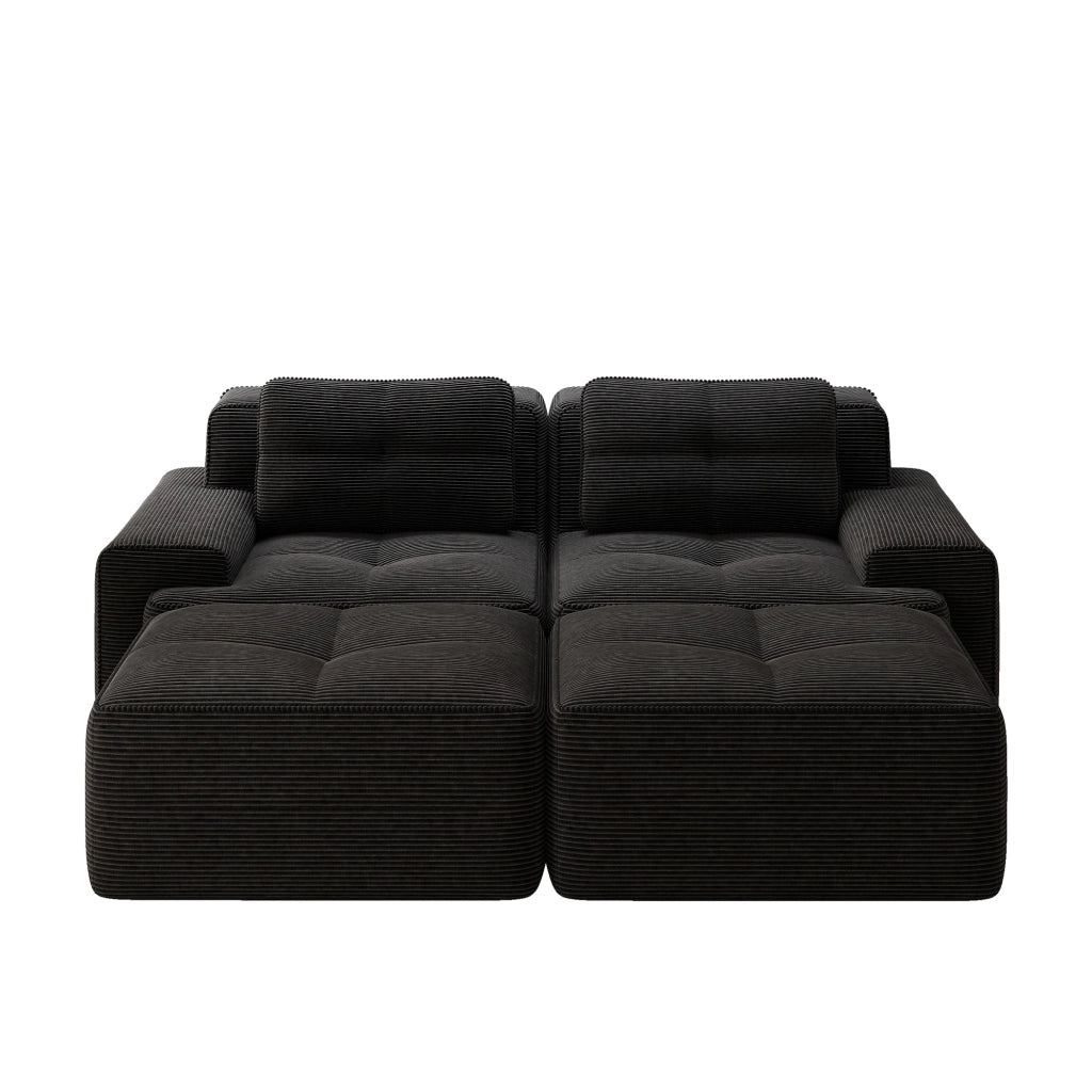 Divano Modulare Cloud U ¨C Xylo ¨C Velluto a Coste, Nero, con Ottoman