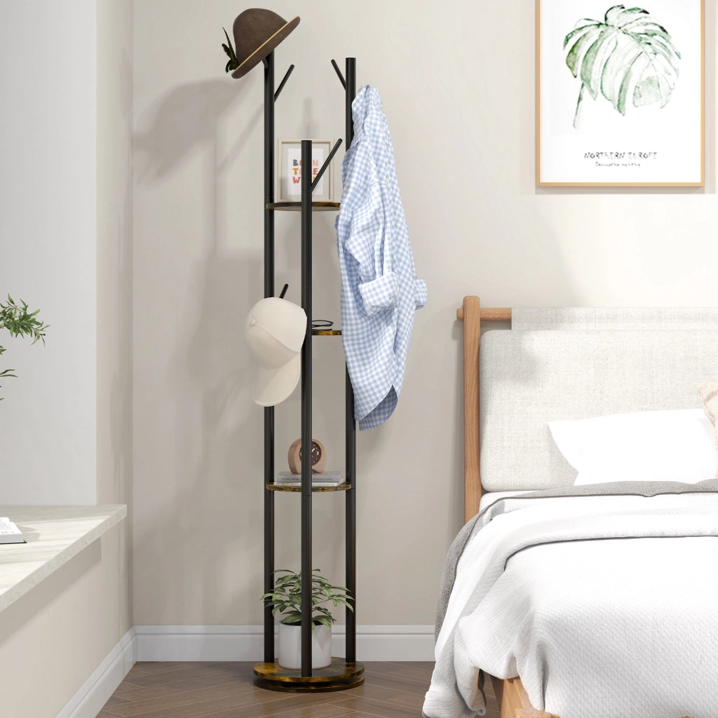 Appendiabiti con Mensole e Ganci ¨C Minimal ¨C Marrone 30x175cm