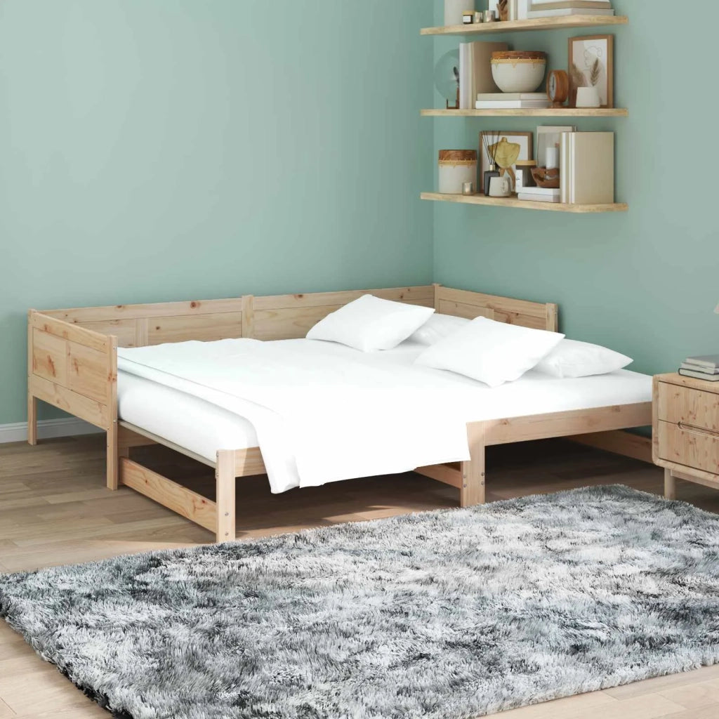 Letto matrimoniale | Letto per adulti | Letto Giorno Estraibile Naturale 180 x 200 cm Pino massello
