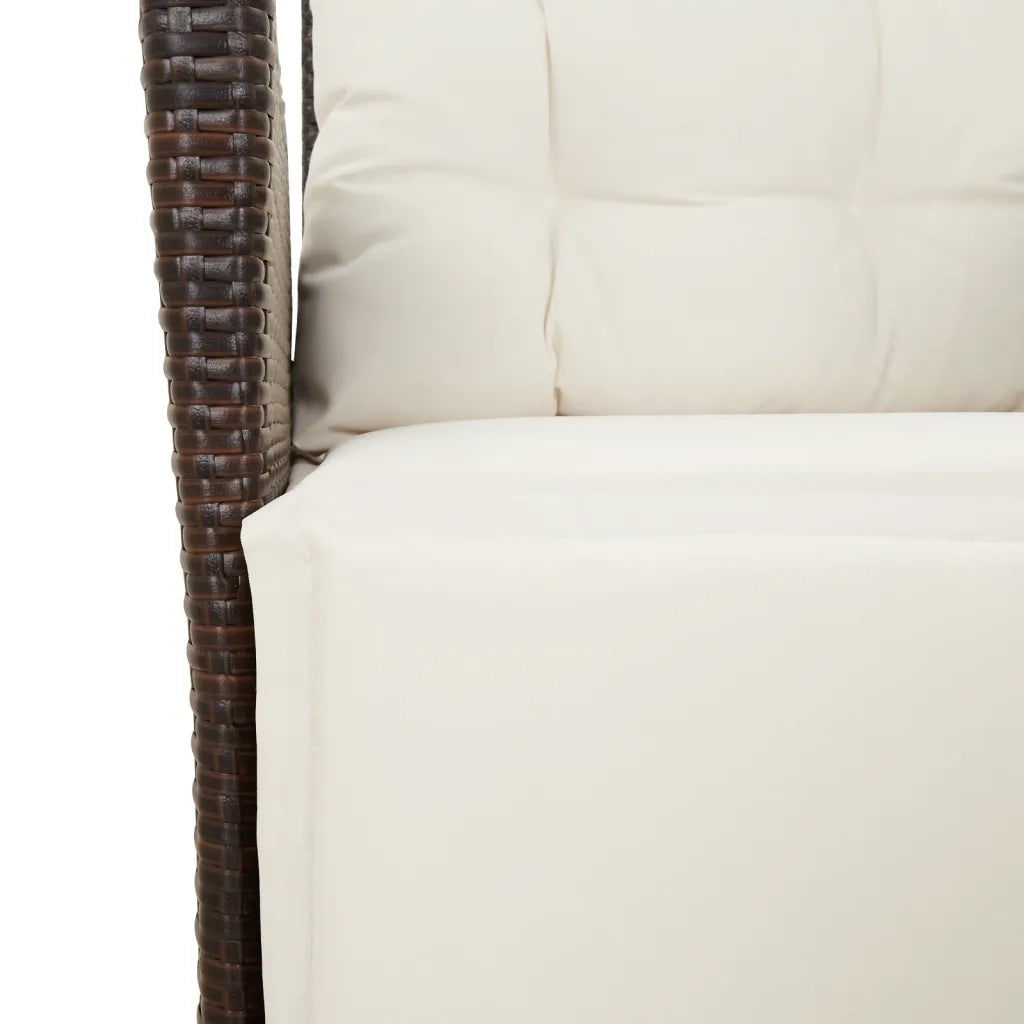 Set da Pranzo da Giardino 3pz con Cuscini in Polyrattan Marrone 3213413