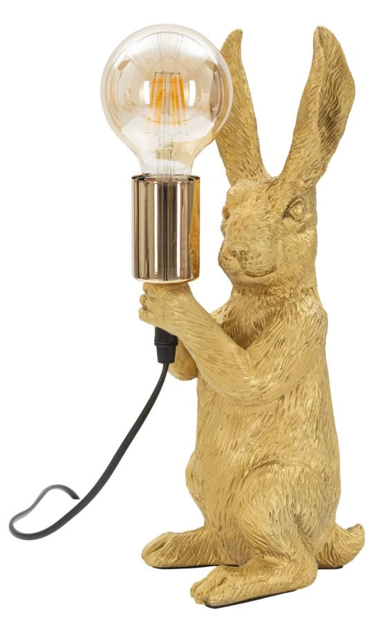Lampada da tavolo forma di coniglio con luce in mano 13x17x35.5cm Rabbit dorato