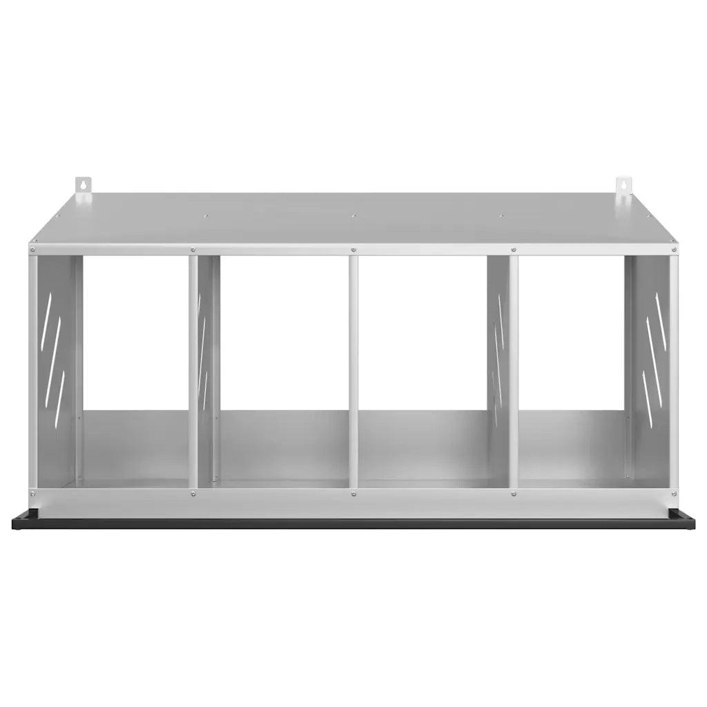 Nido per Polli con 4 Scomparti in Metallo Galvanizzato Argento 864344