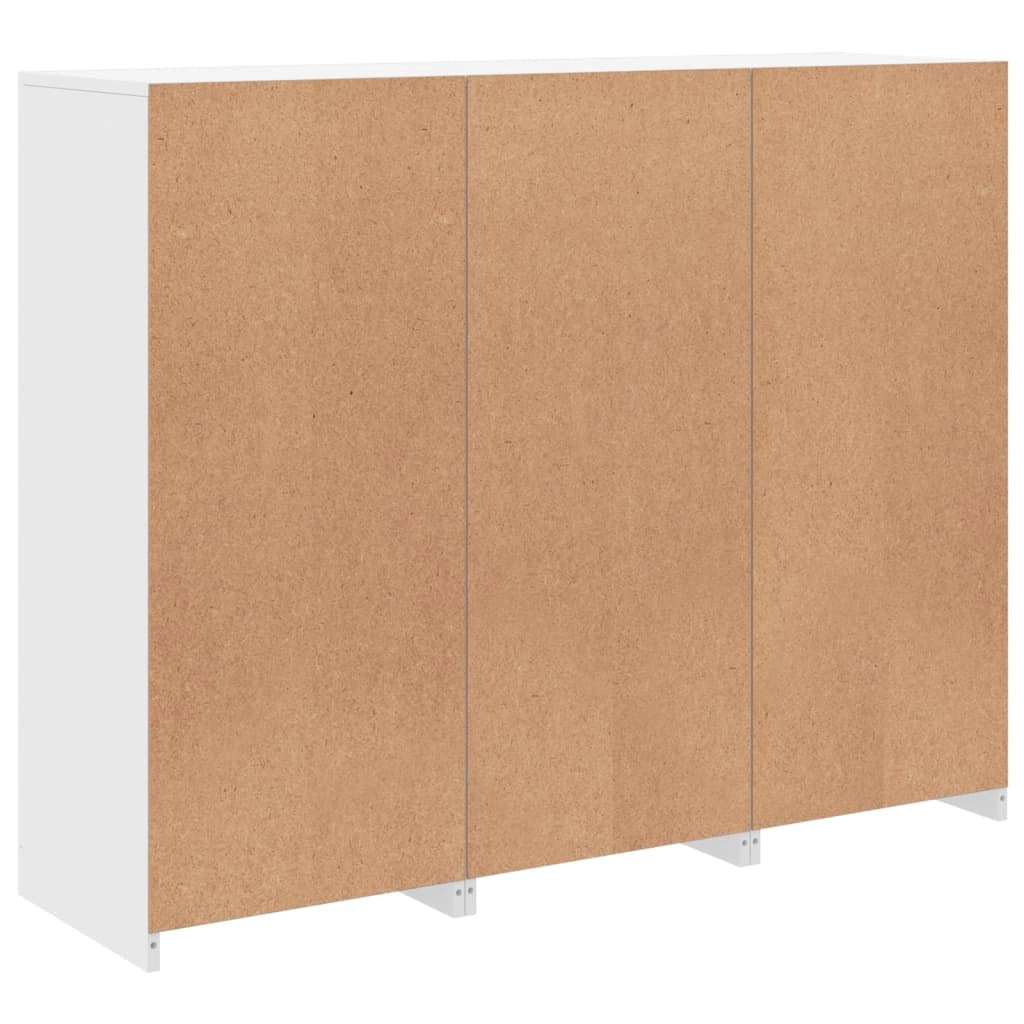 Buffet credenza cassettiera mobiletto mobile contenitore organizer per cucina soggiorno salotto con luci LED 3 pezzi legno ingegnerizzato bianco 02_0037198