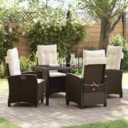 Set da Pranzo per Giardino con cuscino 5 pcs Marrone polyrattan