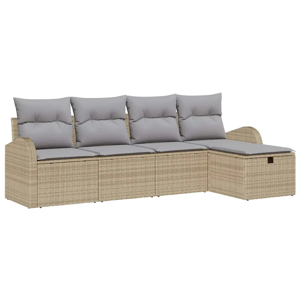 Set Divano da Giardino con cuscino 5 pcs Beige Poly Rattan 3360391