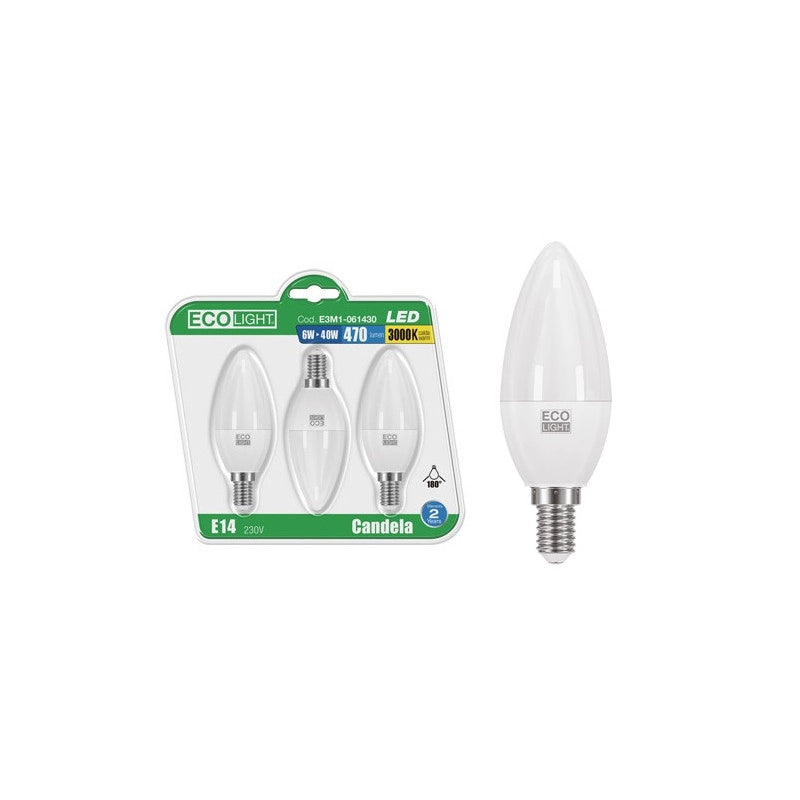 Lampadine LED E14 6 W opalina conf. 3 pz – Luce calda ecosostenibile – Ecolight