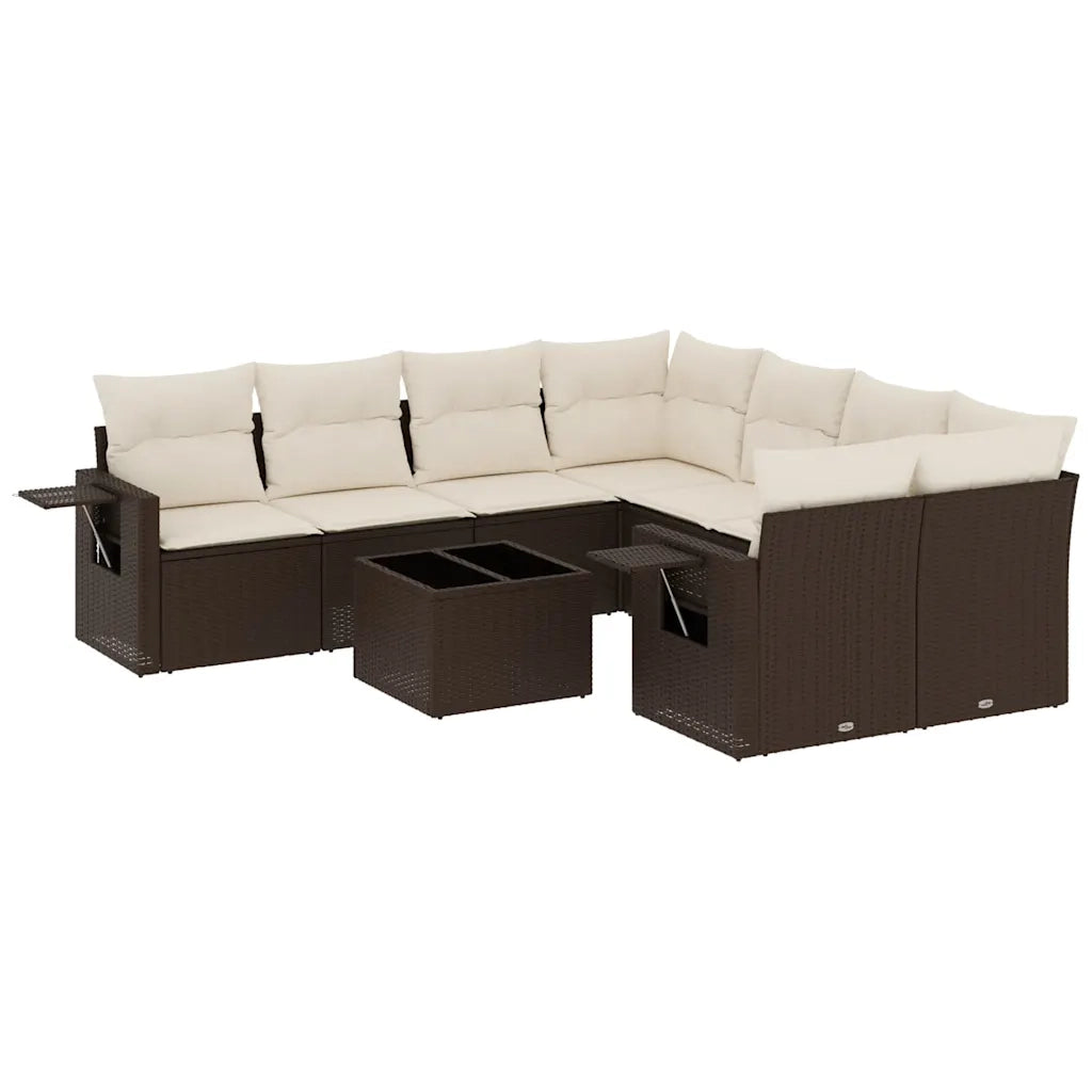 Set Divani da Giardino 9pz con Cuscini Marrone in Polyrattan 3252300