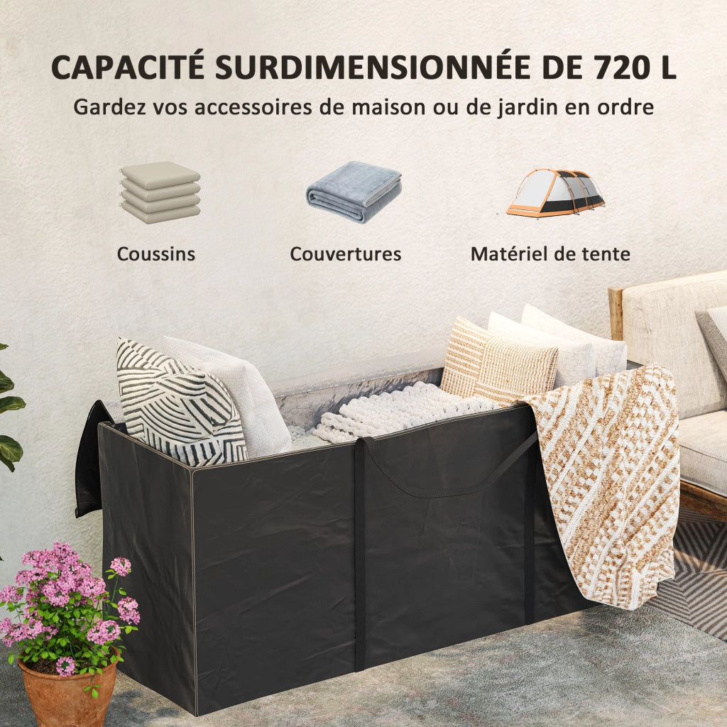 Custodia per cuscini da giardino ¨C Xylo ¨C tessuto Oxford nero 175x55x75 cm