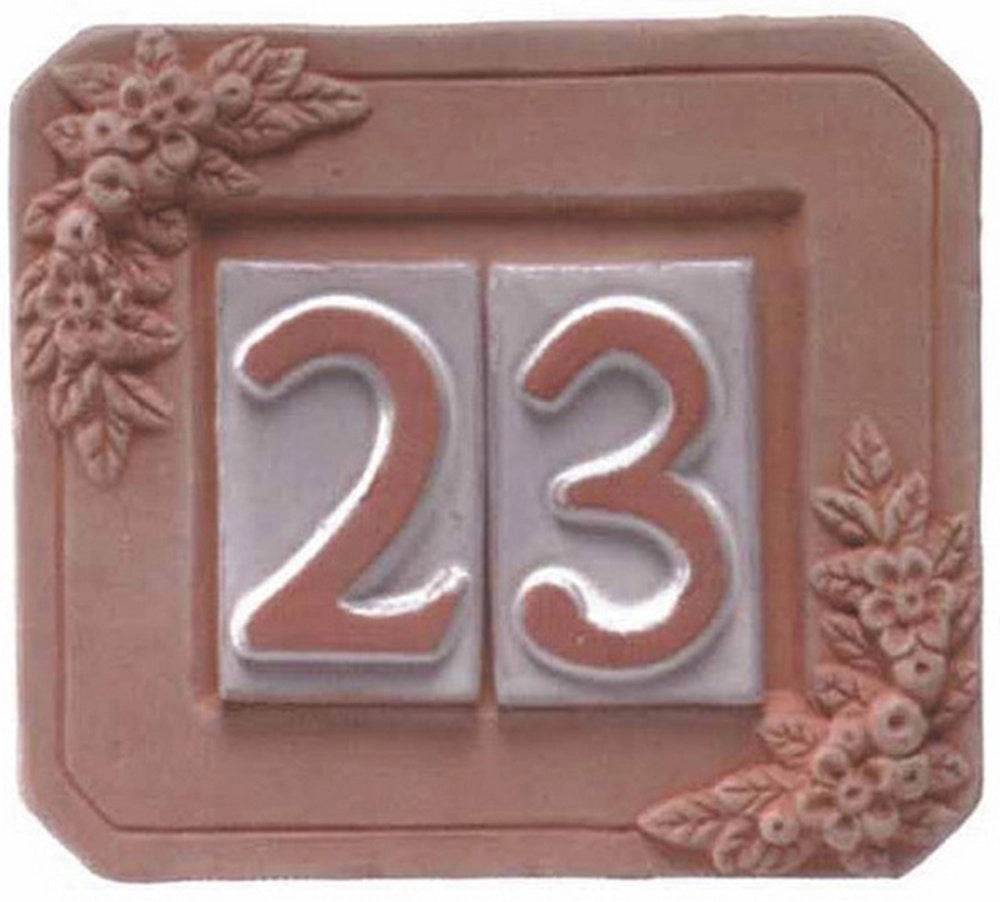 5pz portanumero in terracotta 2 posti cm. 18x16 cod:ferx.34723