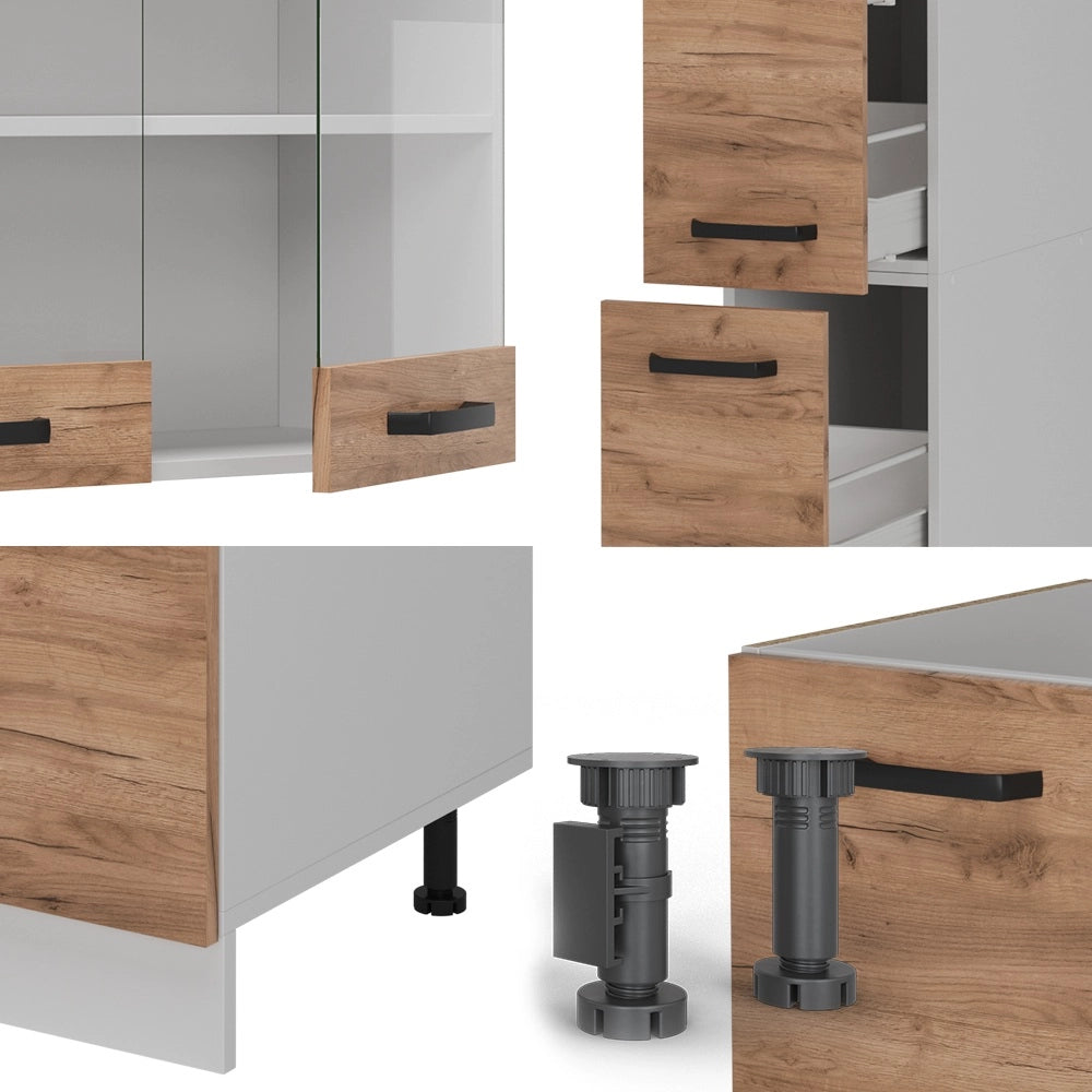 Vicco Mobile da cucina Quercia dorata/bianco 350 cm PL Rovere
