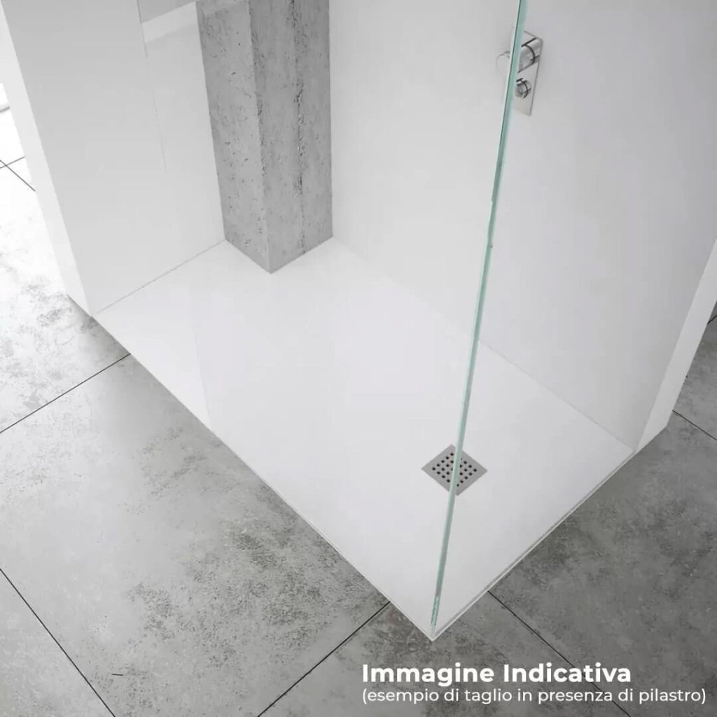 Piatto Doccia in Pietra 80x80 cm Bonussi Ardesia Stone Central Bianco
