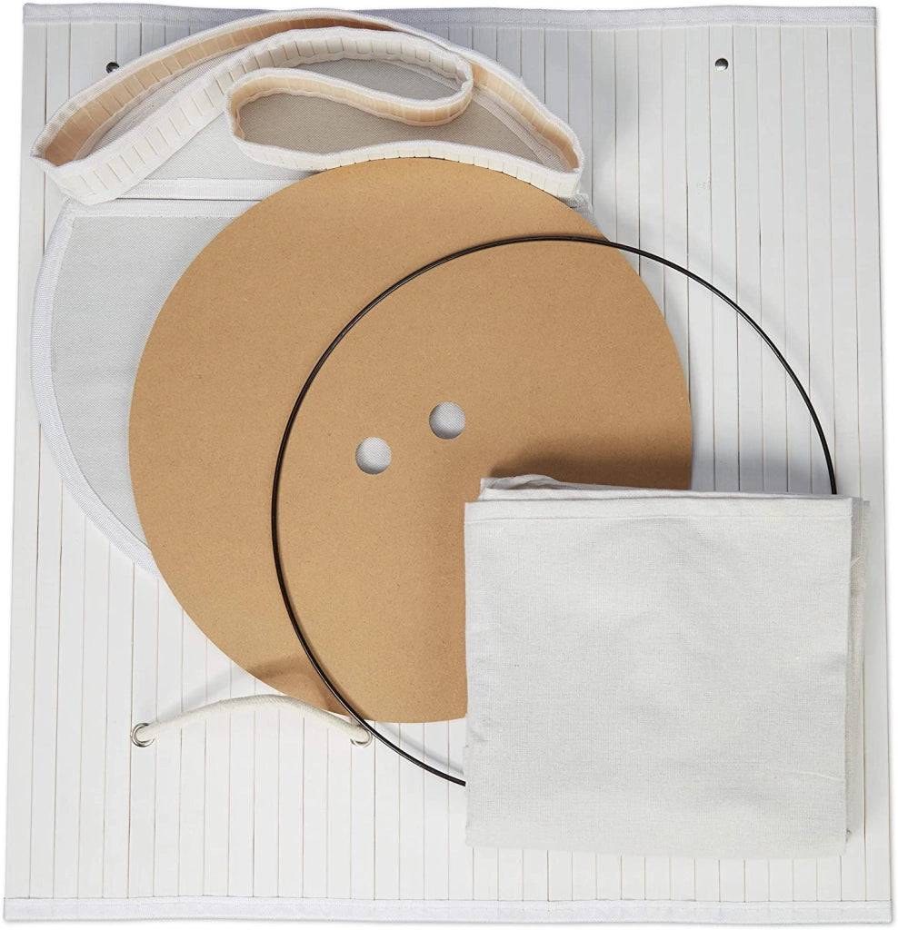 Cesto portabiancheria rotondo con coperchio 63 cm bambù bianco 13_0000819_3