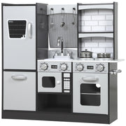Cucina Giocattolo in Legno con Suono e Accessori Acciaio Inox per Bambini 3+ ¨C Minimal ¨C Marrone Scuro