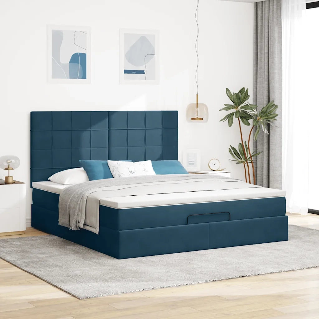 Struttura Letto Pouf con Materassi 160x200 cm Velluto 3314334