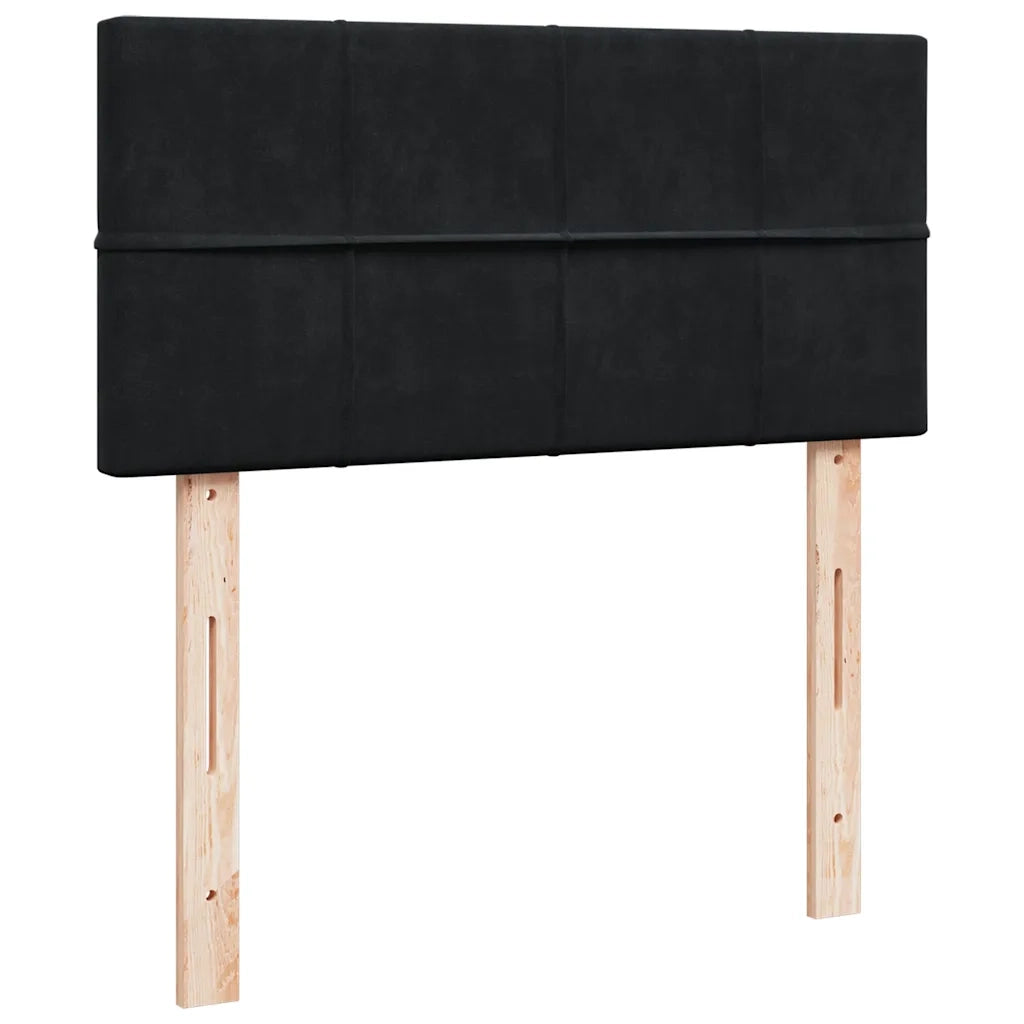 Struttura Letto Pouf con Materasso Nero 90x200 cm in Velluto 3312598