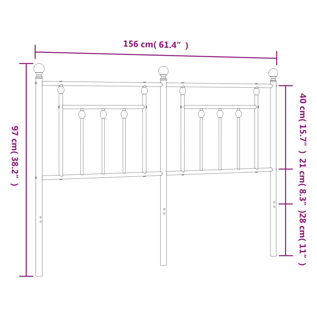 Testiera | Testata di Ricambio in Metallo Bianco 150 cm