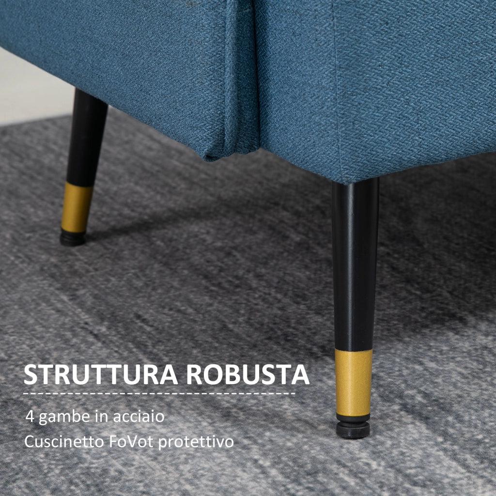 Divano 2 Posti in Tessuto ¨C Minimal ¨C Blu Scuro 139x68x80
