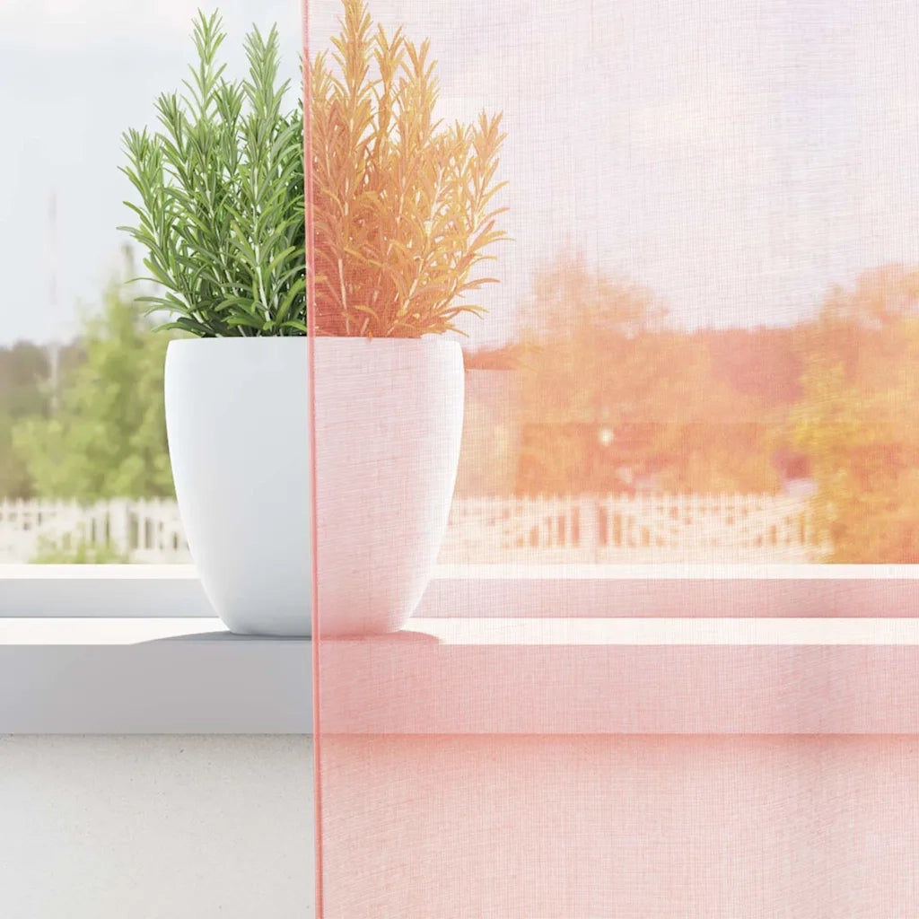 Tende in Voile con Tasche per Aste 2 pz Rosa