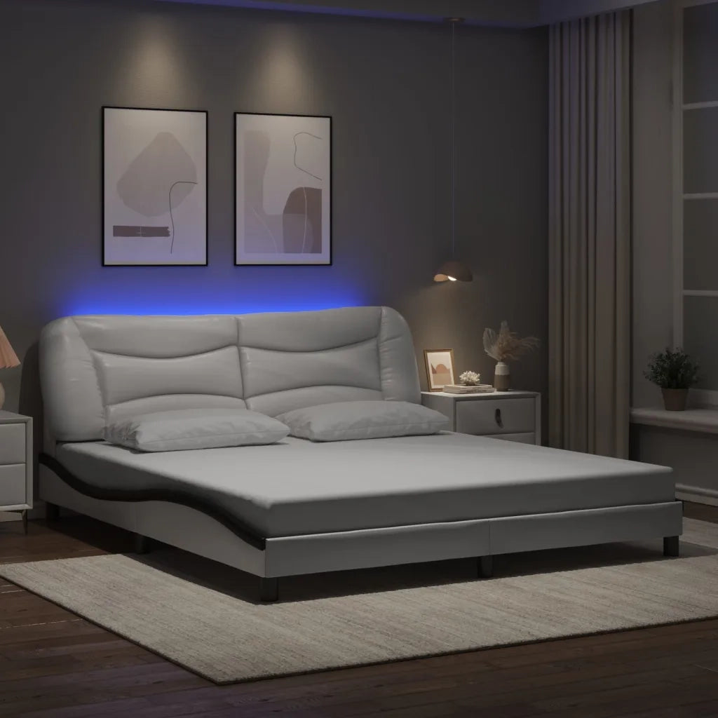 Giroletto con LED senza Materasso Hvar Bianco e Nero 180x200 cm