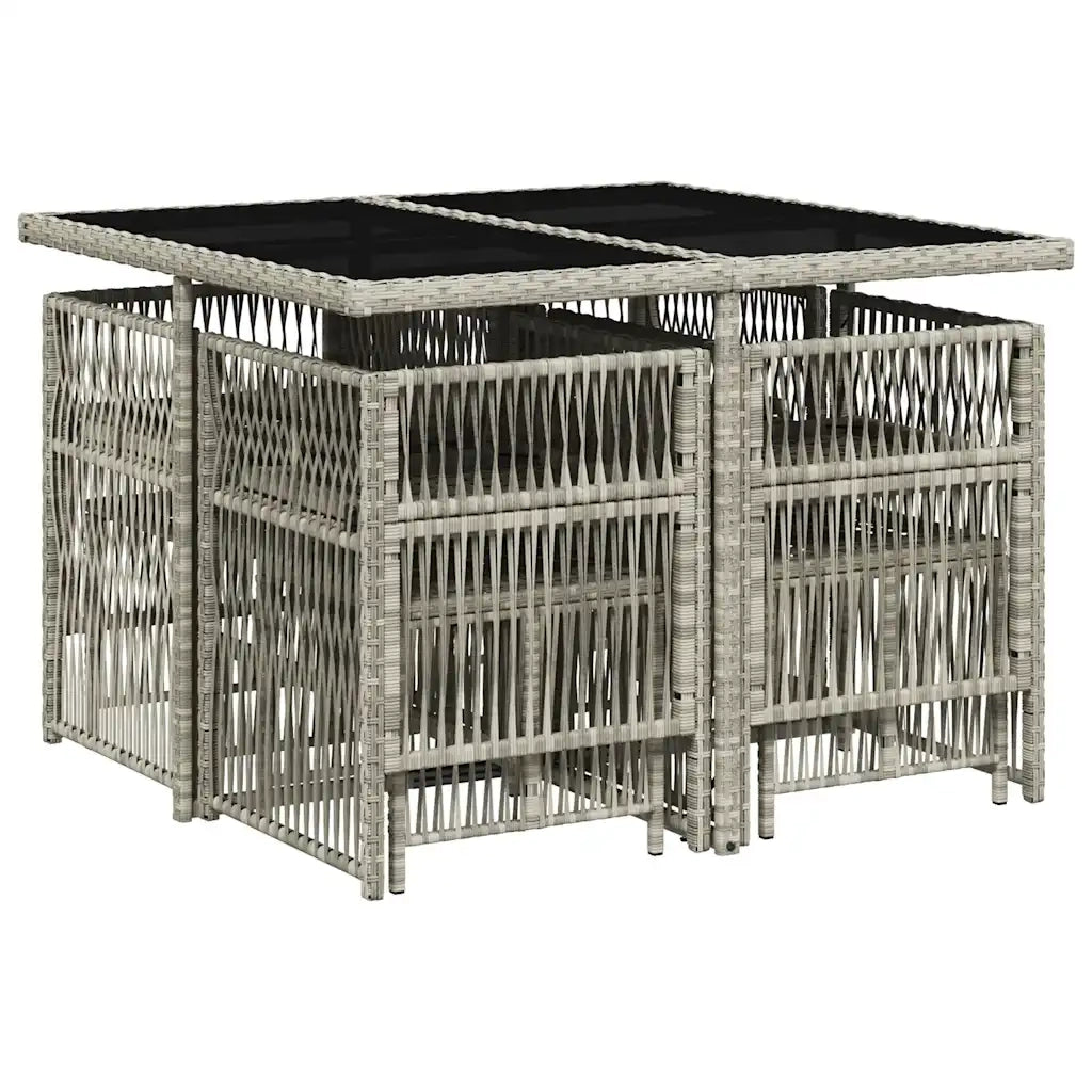 Set Pranzo da Giardino 9pz con Cuscini Grigio Chiaro Polyrattan 3210959