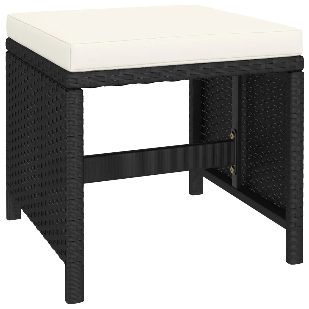 Set da Pranzo per Esterni 6 pz con Cuscini in Polyrattan Nero 43903