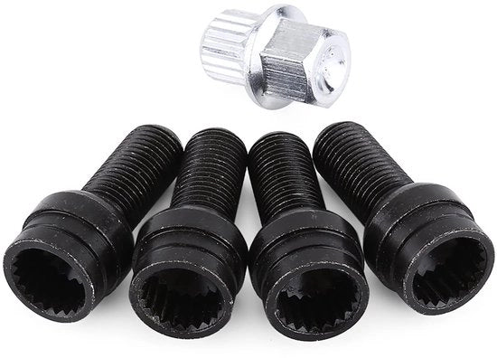 Mozzetti M14x1.5 mm in Acciaio Nero - 4 pezzi - Peso 340g - Boccoletti per Bicicletta