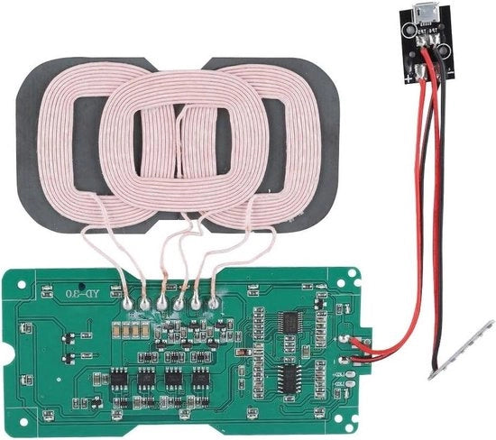 Modulo di Transizione per Opladen Induttivo Ultra Compatto 3-Coil per Spoel Induttiva QI - Alimentazione Plug and Play - Con Impianto di Cavo Stampato