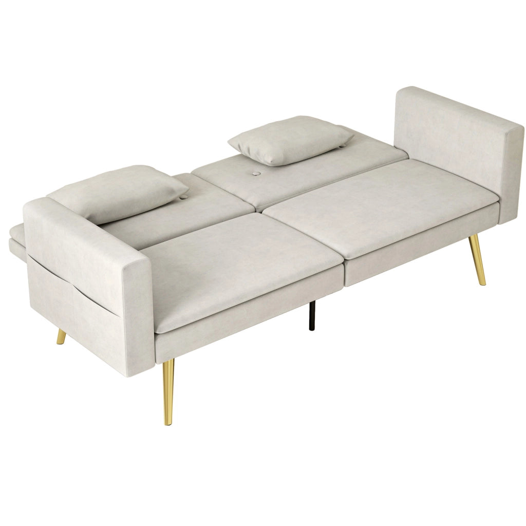 Divano letto 2 posti imbottito ¨C zephmum ¨C beige