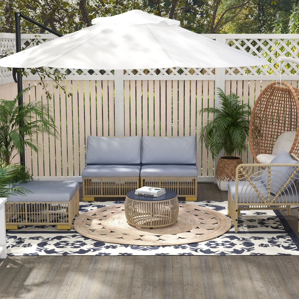 Set da giardino 5 pezzi con cuscini ¨C zephmum ¨C polyrattan grigio chiaro
