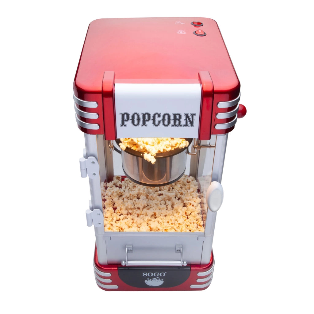 Macchina popcorn elettrica stile cinema retrò, recipiente acciaio inox 2,5 oz, 8 tazze capacità 310W - SOGO