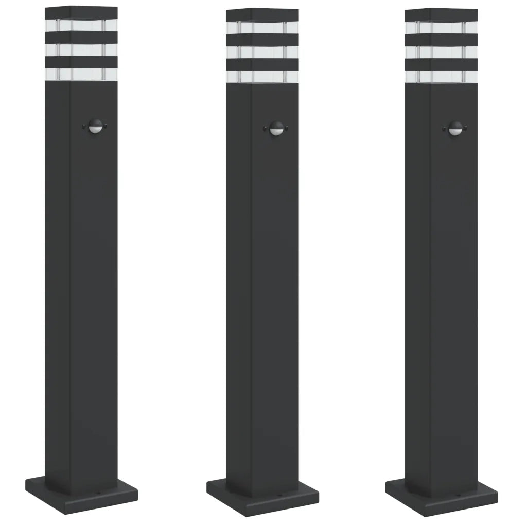Lampade Terra per Esterni con Sensori 3 pz Nere 80cm Alluminio CFW6710938