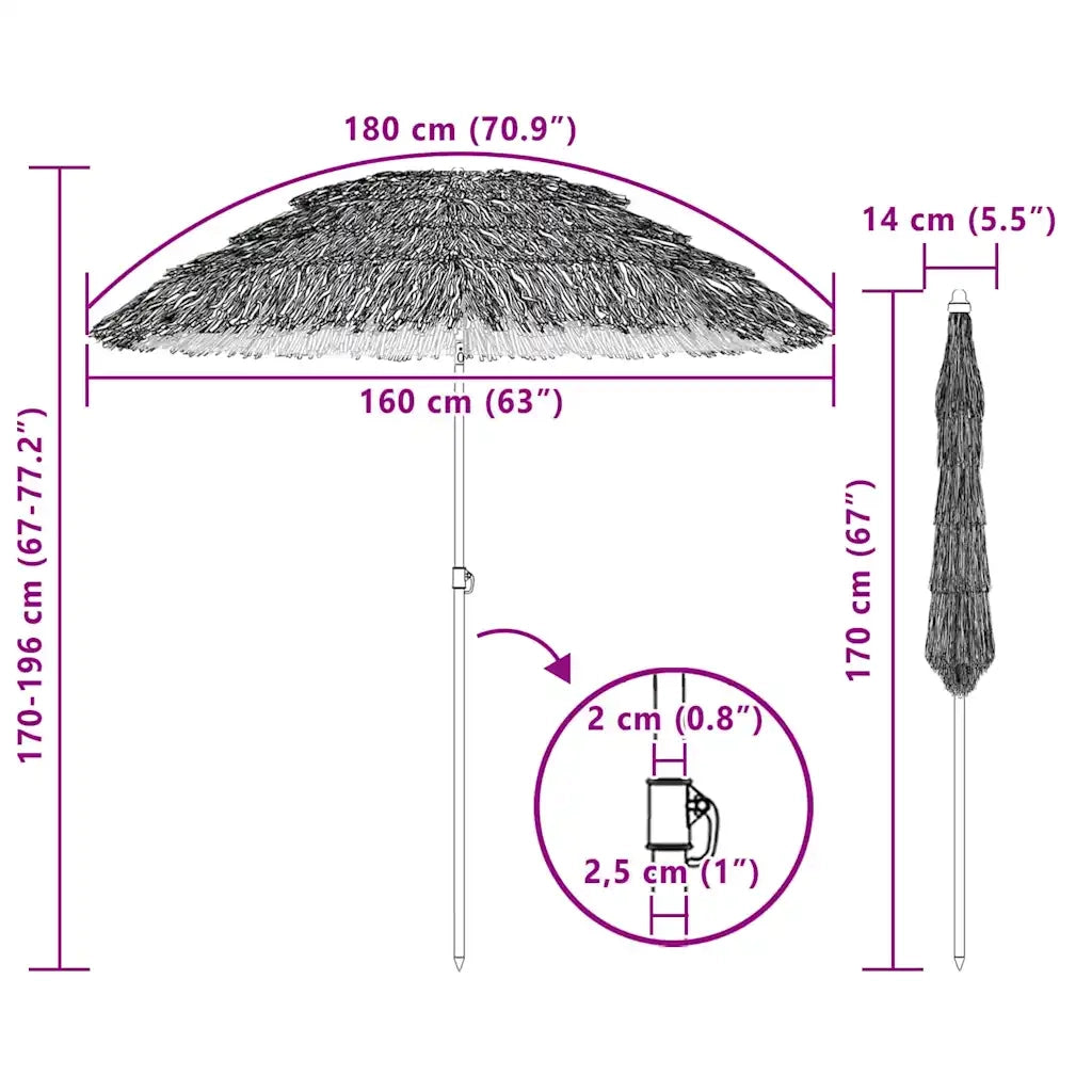 Ombrello da giardino Naturale 160 x 160 x 196 cm 42006673