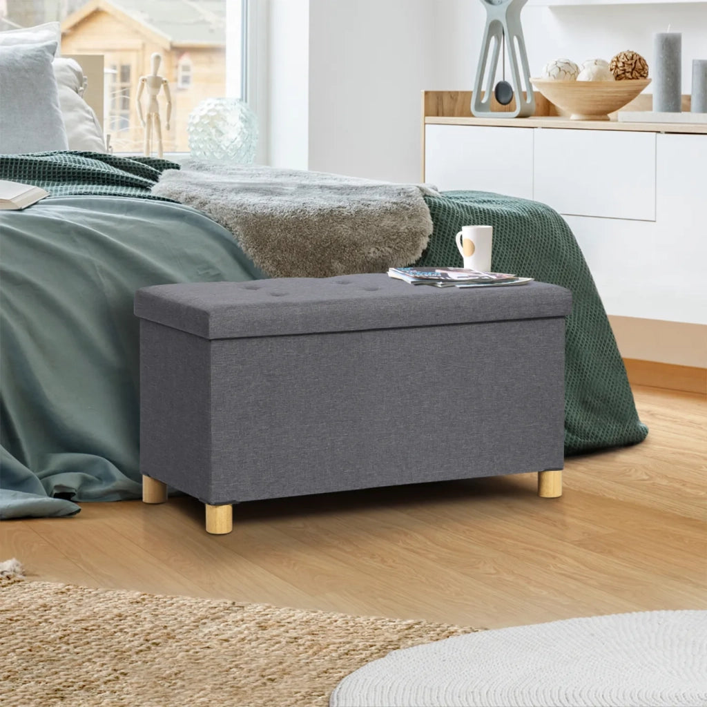 IDMarket - Panca contenitore in tessuto grigio antracite 76 cm