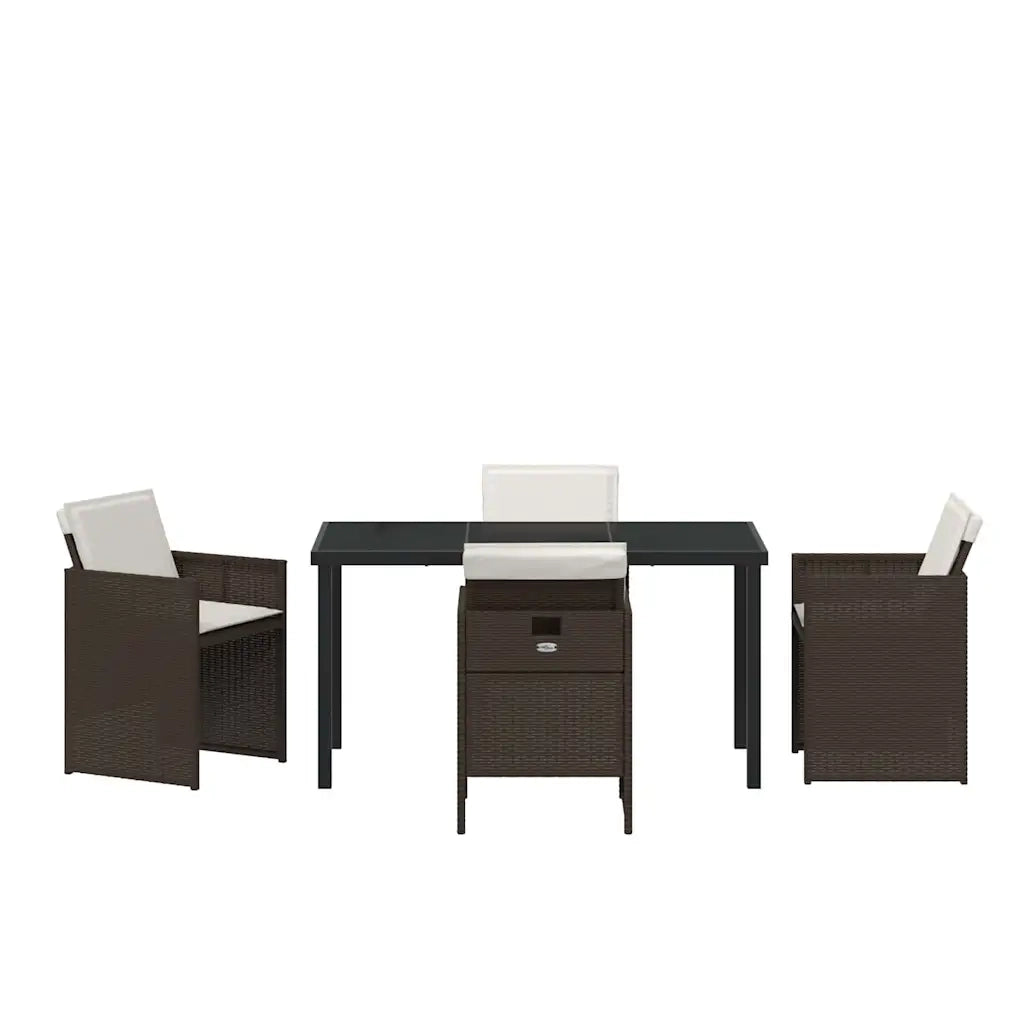 Set da Pranzo per Giardino 5 pcs Marrone polyrattan