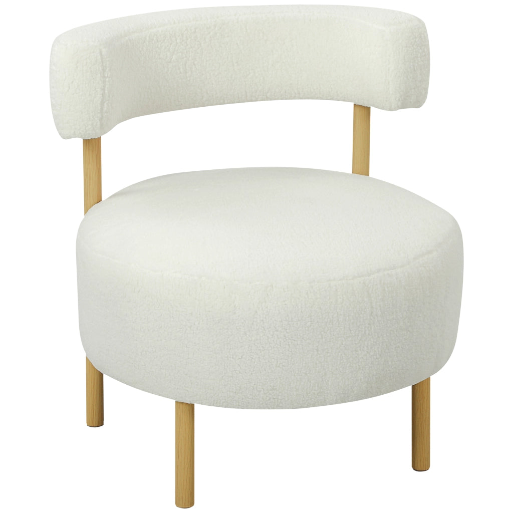 Poltrona relax in tessuto Sherpa-Fleece ¨C Xylo ¨C gambe metallo effetto legno, crema 67x67x71 cm