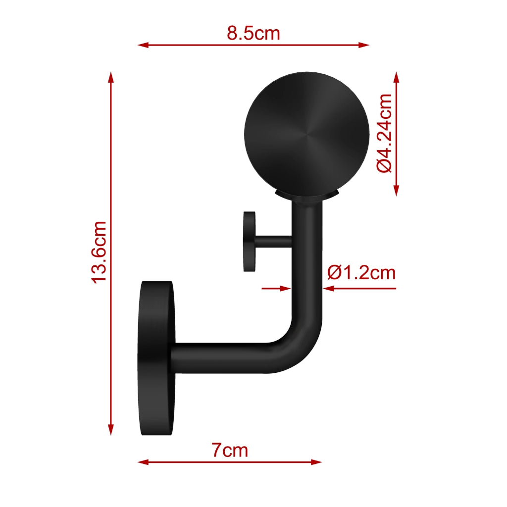 Corrimano a parete in acciaio kit inox AISI 304 nero , Lunghezza 150 cm, Ø 42,4 mm, uso interno ed esterno