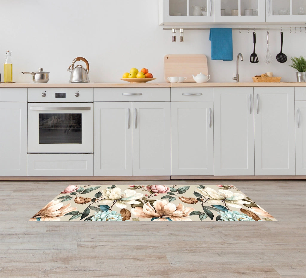 Tappeto passatoia fantasia made in Italy antiscivolo lavabile aderente Magnolie - 50x550 cm
