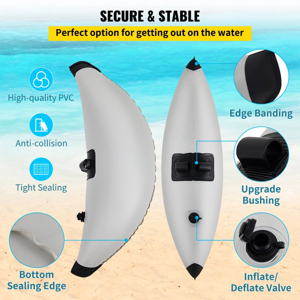 Kit 2 Pezzi Stabilizzatori Gonfiabili per Kayak in PVC con Bracci Regolabili da 81,5 a 94 Pollici per Canoa e Pesca