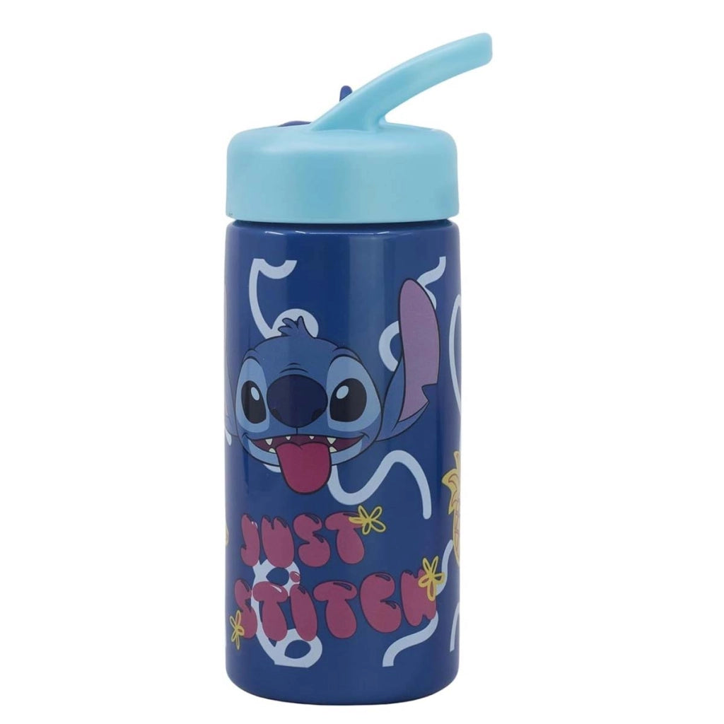 Borracca 410 ml Stitch per Bambini con Manico e Cannuccia Integrata Blu Disney