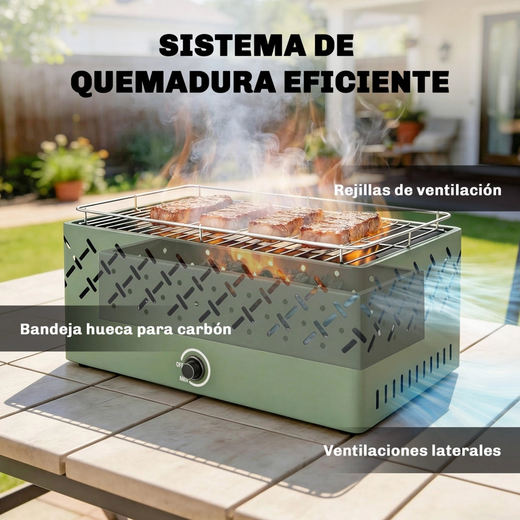 Barbecue a Carbone con Ventilatore ¨C Minimal ¨C Verde 45.5x29x21 cm
