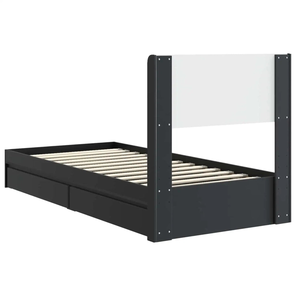 Struttura del letto con stoccaggio e testata Nero 100 x 200 cm 3414408