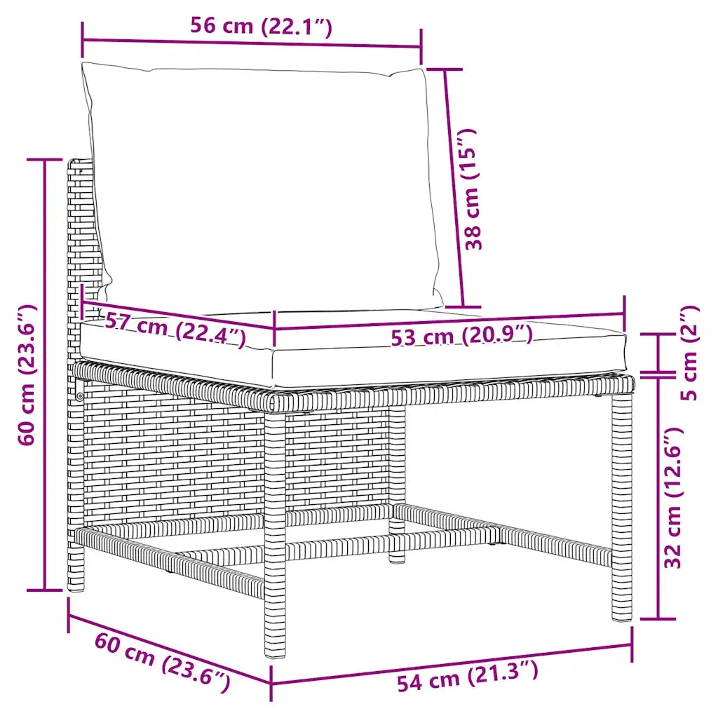 Divano da Giardino a 4 Posti con Cuscini Nero in Polyrattan 313515