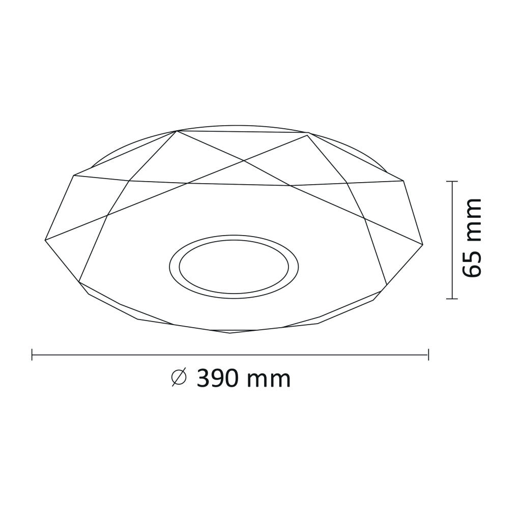 Plafoniera LED 39cm CCT dimmer telecomando Polux Diamond