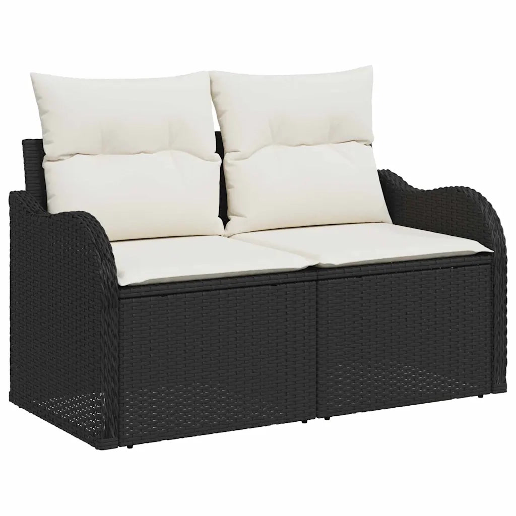 Set Divano da Giardino con cuscino 8 pcs Nero polyrattan 3359946
