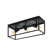 Plafoniera Moderna Silentina Acciaio Nero 3 Luci E27