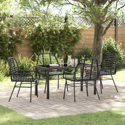 Set da Pranzo per Giardino 5 pcs Nero polyrattan