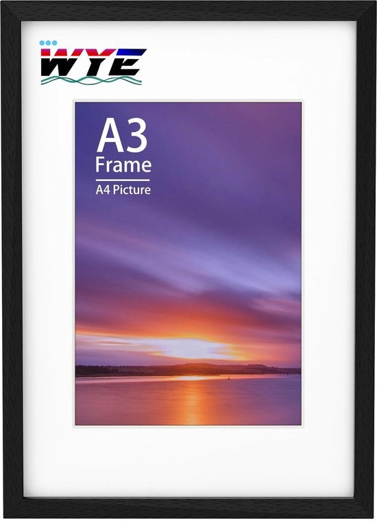 Lista per Foto A3 in Legno Massello - Fotolista in Legno - Adatta per Stampanti A4/A3 - Supporto per Parete - Finestra in Plexiglass - Duraturo e Stiloso - Lista per Foto